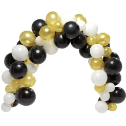 Arche à ballons noir blanc doré 4m