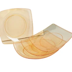 Assiette plastique rigide orange transparent x4