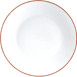 Assiette plate blanche à bord coloré dépareillé x4