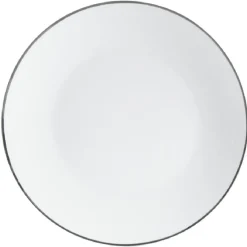Assiette plate blanche à bord coloré dépareillé x4