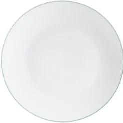 Assiette plate blanche à bord coloré dépareillé x4