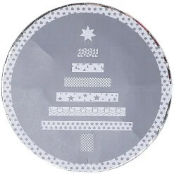 Assiette plate et dessert jetable motif sapin argent carton