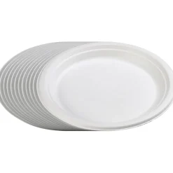 Assiette plate ronde en canne à sucre x12