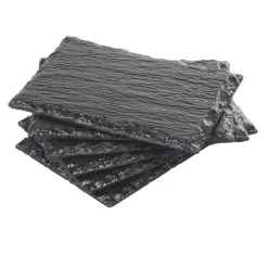Assiette rectangulaire 13x9 cm imitation ardoise noir x6
