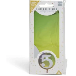 Ballon alu chiffre 5 métallisé multicolore Ø45cm