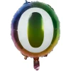 Ballon alu chiffre 0 métallisé multicolore Ø45cm