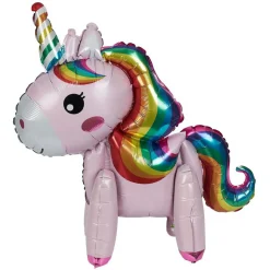 Ballon alu licorne rose et multicolore H56cm