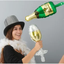 Ballon baudruche de réveillon forme bouteille ou flûte