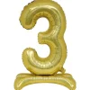 Ballon chiffre 3 doré ou argenté H80 cm avec support