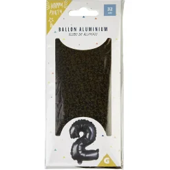 Ballon chiffre 2 noir argenté ou doré