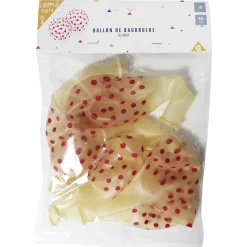 Ballon de baudruche blanc motif pois rose et rouge x8