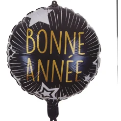 Ballon rond Bonne année noir Ø36 cm