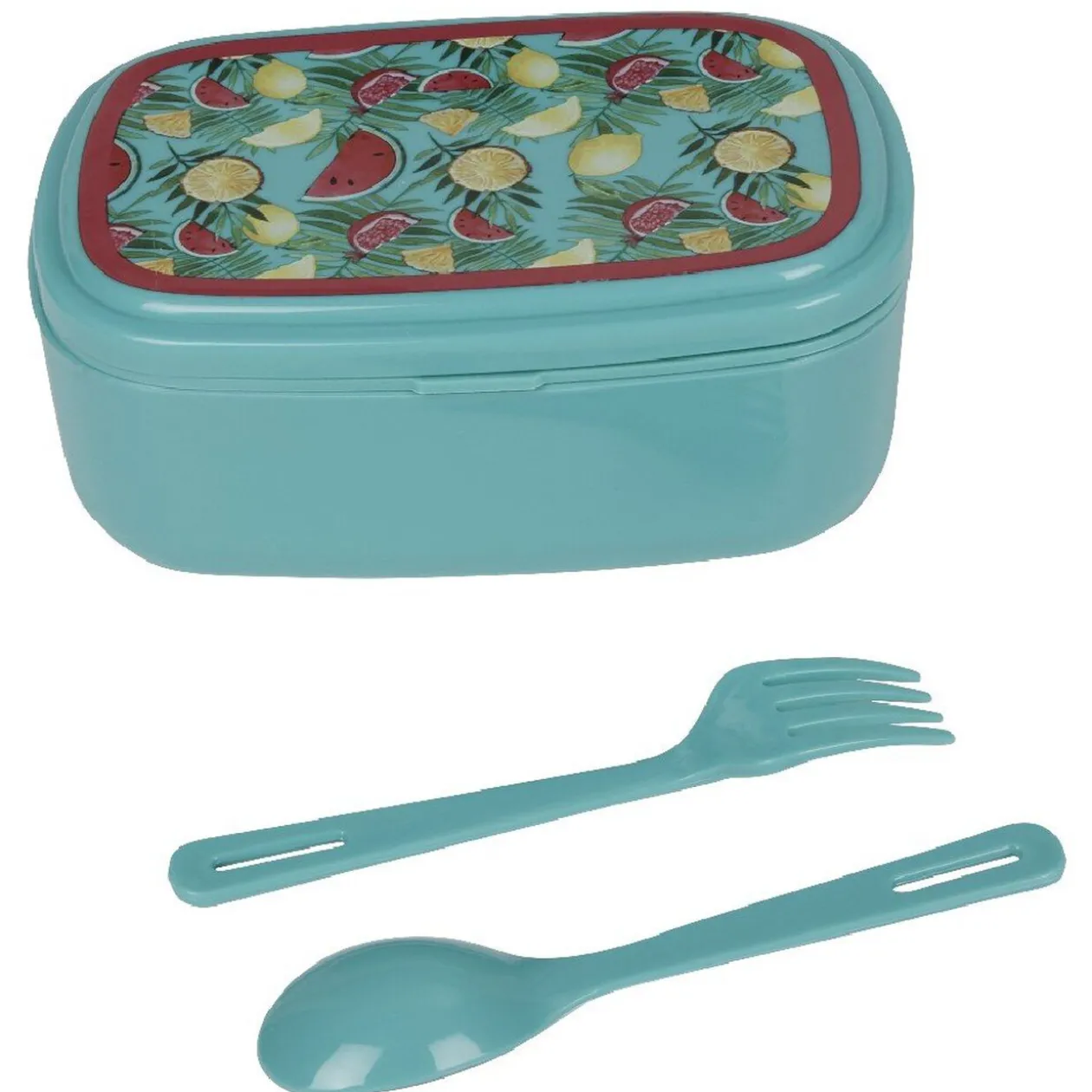 Bento bleu décor fruits exotiques