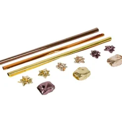 Bolduc noeud et papier cadeau doré marron