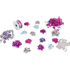 Bolduc noeud et ruban rose violet argenté