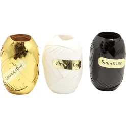 Bolduc Noël noir blanc et doré 10m x3