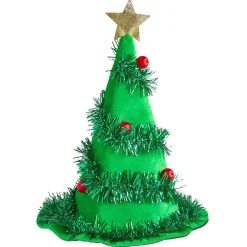 Bonnet de Noël adulte sapin vert décoré