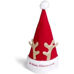 Bonnet de Noël enfant renne Merry Christmas rouge et blanc