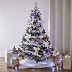 Bonnet de Noël Princesses Disney rose et blanc 26xH34cm