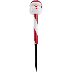 Borne solaire 1 LED personnage de Noël rouge et blanc H35cm