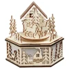 Boîte à musique village de Noël en bois H15cm