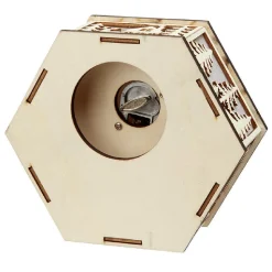 Boîte à musique village de Noël en bois H15cm