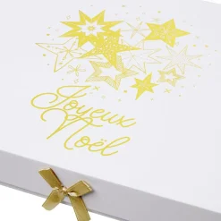 Boîte cadeau Noël doré L.34,5 x l.24 x H.4 cm