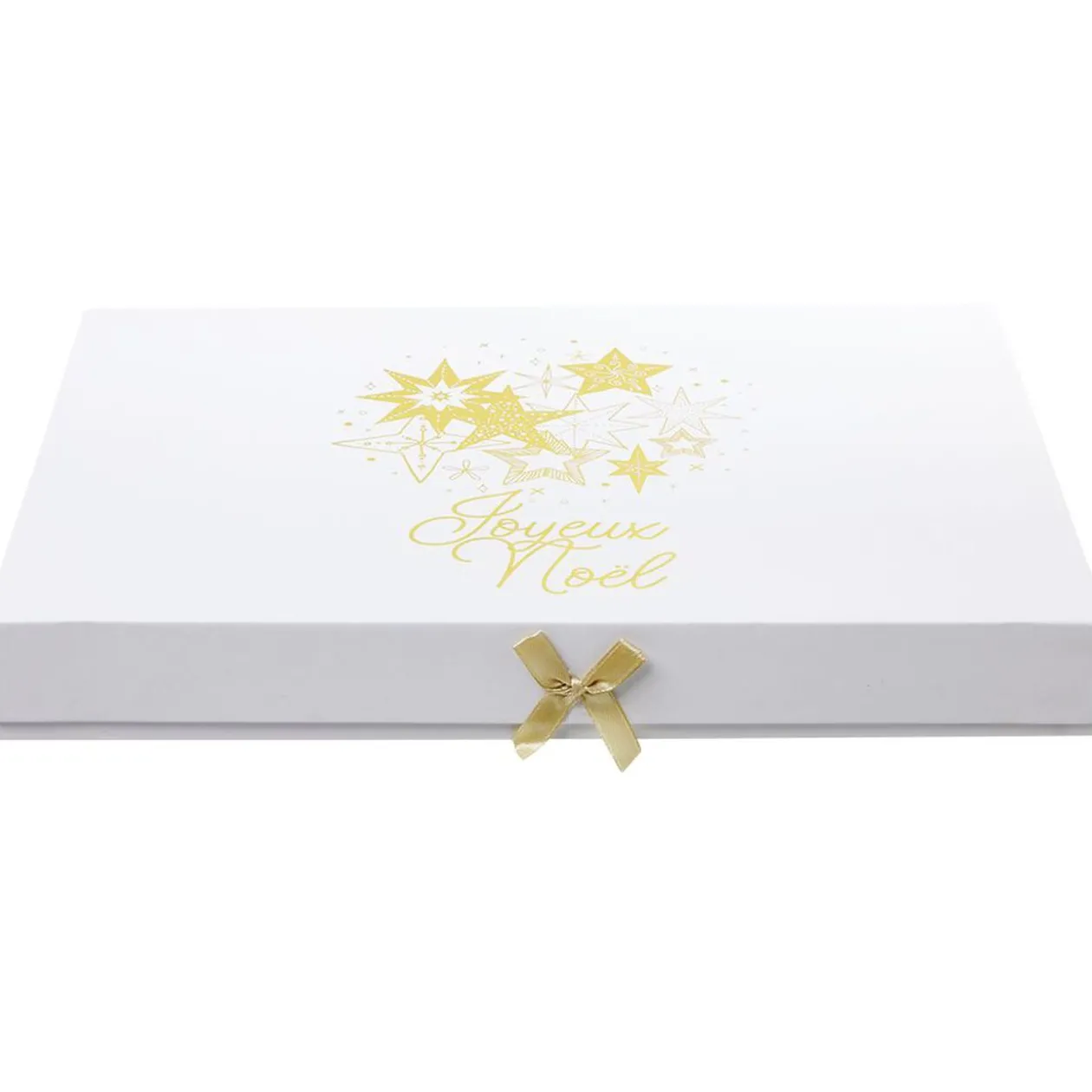 Boîte cadeau Noël doré L.34,5 x l.24 x H.4 cm