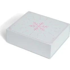 Boîte cadeau Noël pliable motif flocon iridescent