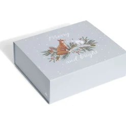 Boîte cadeau Noël pliable motif nature