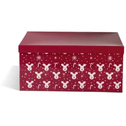 Boîte de Noël motif renne flocon canne à sucre rouge et blanc x2