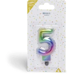 Bougie anniversaire chiffre 5 iridescent