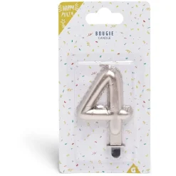 Bougie anniversaire chiffre 4 rose gold