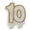 Bougie anniversaire chiffre 10 doré