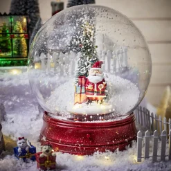 Boule à neige animée lumineuse musicale rouge Ø21cm