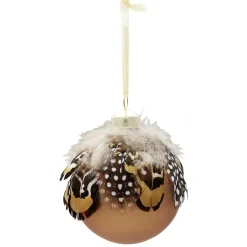 Boule de Noël à plumes en verre Ø8 cm