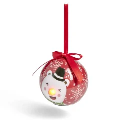 Boule de Noël à suspendre avec nez rouge LED Ø8cm - 4 modèles