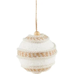 Boule de Noël à suspendre blanche et naturelle