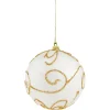 Boule de Noël à suspendre blanche et dorée