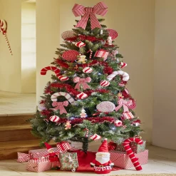 Boule de Noël à suspendre rouge et blanc Ø8cm - 2 modèles