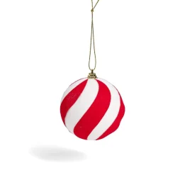 Boule de Noël à suspendre rouge et blanc Ø8cm - 2 modèles