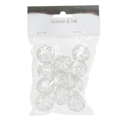 Boule de Noël ajouré argent x12