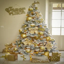 Boule de Noël ajourée motif arabesque pailleté doré Ø8 cm x3