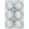 Boule de Noël argenté à paillettes Ø6 cm x6