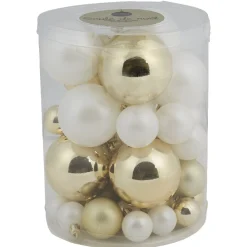 Boule de Noël blanche et dorée x 50