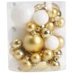 Boule de Noël blanche et dorée x50