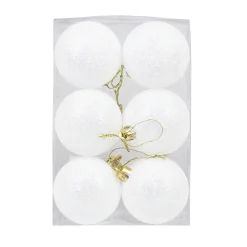 Boule de Noël blanche pailletée x6