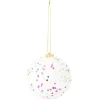 Boule de Noël blanche perles multicolores Ø8cm