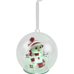 Boule de Noël en verre Bonhomme de neige lumineux