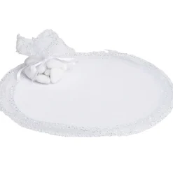 Bourse rond à dragées blanc x6